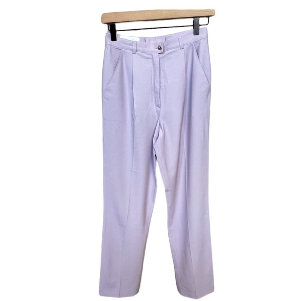 Escada Lilac Lavender Pleated High Waisted Dress Pants Trousers Size 34 Wool